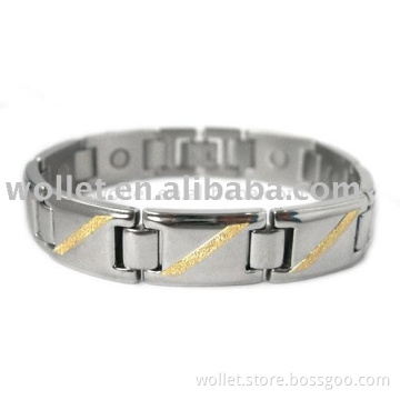 Titanium and Stainless steel bracelet inlay gold